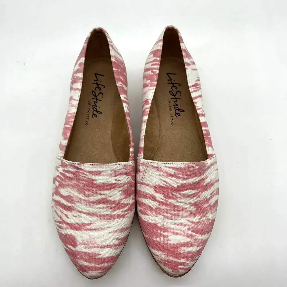 LifeStride Women's Shoes Size 6.5W Slip on Pink & White